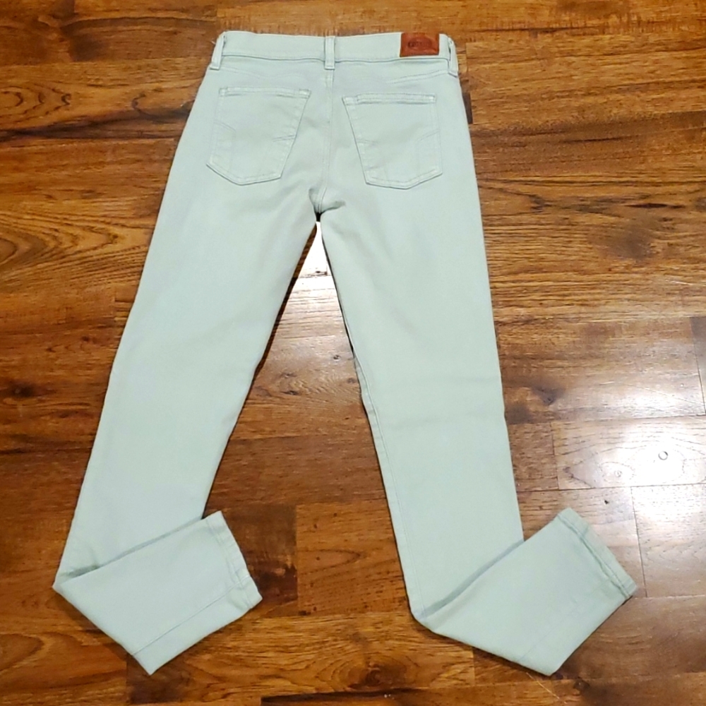 Womens Fossil mint green stretchy super skinny jeans size 25